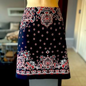TALBOTS - Navy cotton paisley skirt Size 4P